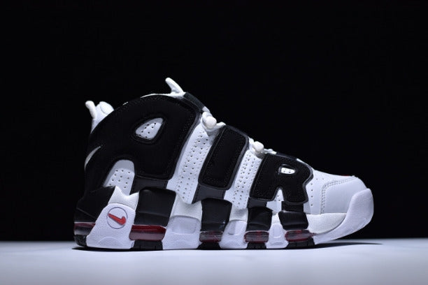 NikeAir More Uptempo Mid Basketball Shoe-White/Black/Red