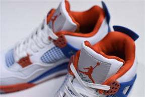 Air Jordan 4 AJ4 Basketball Shoes - White/Game Royal-Orange