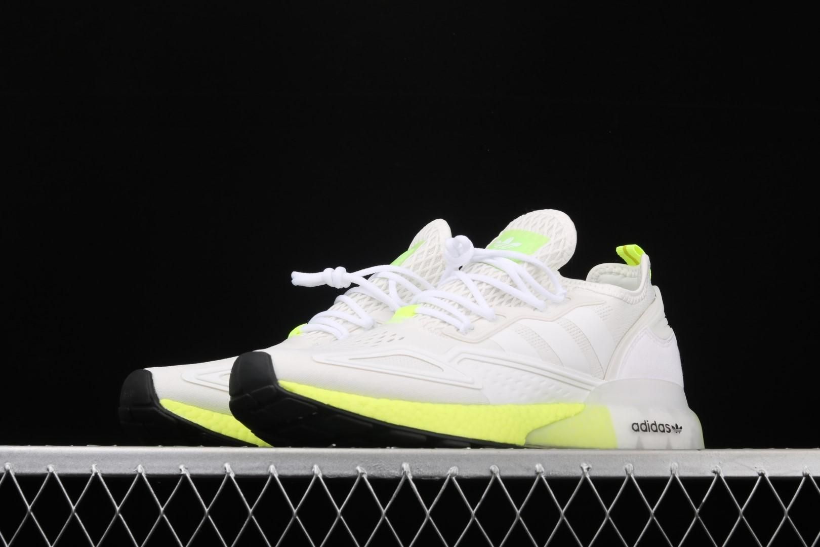 adidasMens ZX 2K Boost - Cloud White/Solar Yellow