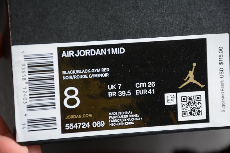Air Jordan 1 AJ1 Mid - Chicago Black Toe