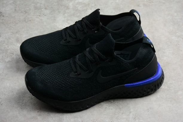 NikeUnisex Epic React Flyknit Running Shoes - Black/Racer Blue