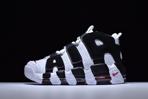 NikeAir More Uptempo Mid Basketball Shoe-White/Black/Red