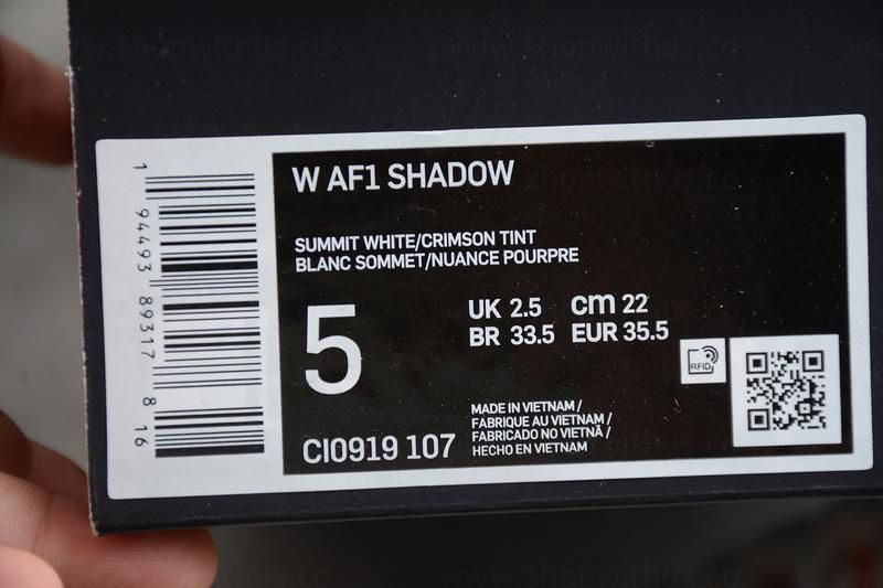 NikeWMNS Air Force 1 AF1 Shadow - White/Crimson Tint