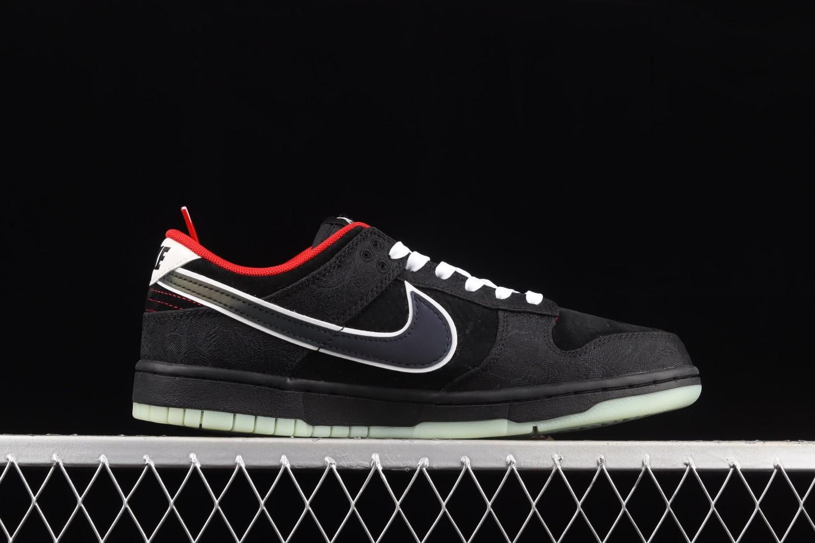 Lpl x NikeMen's Dunk Low - Black White Bright Crimson